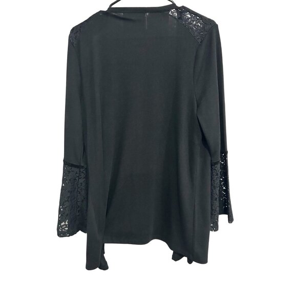 August Silk Black Lace Whimsygoth Bell Sleeve Open Cardigan Size Large - Picture 2 of 9